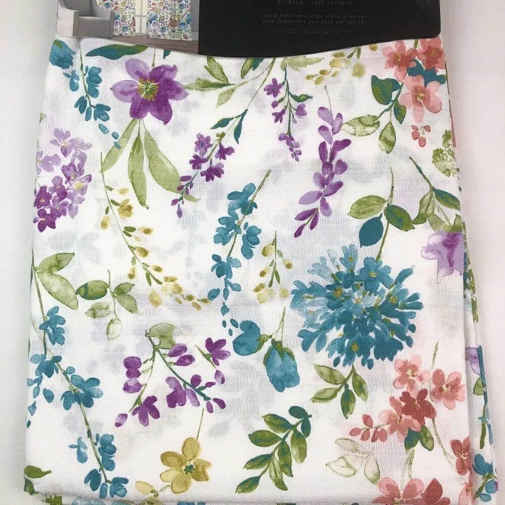 VALERI Floral Window Panels Drapes Curtains 50x96 Grannycore Cottage Colorful
